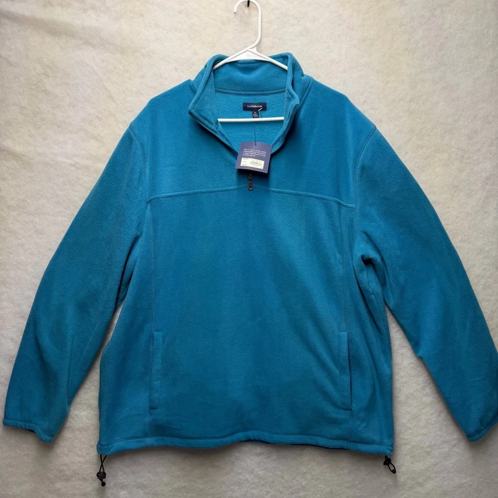 NWT Croft & Barrow Men’s Arctic Fleece Quarter-Zip Pullover Jacket XL Teal Blue - Picture 2 of 10